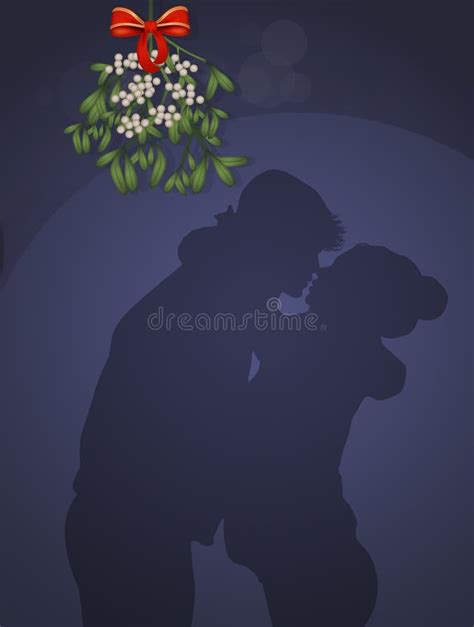 Couple Kissing Under The Mistletoe Stock Illustration Illustration Of Christmas Traditional