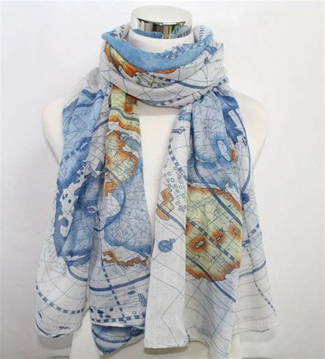 Map Scarfold World Map Scarfregular Scarf In Blue And By Gigeelz Scarf