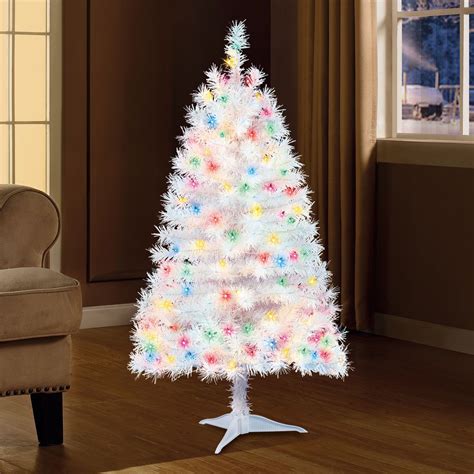 4ft Pre Lit White Artificial Christmas Tree With 105 Multicolor Lights