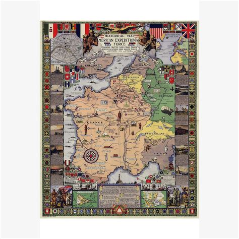Map Of Wwi Map Of The American Expeditionary Force 1932 Etsy