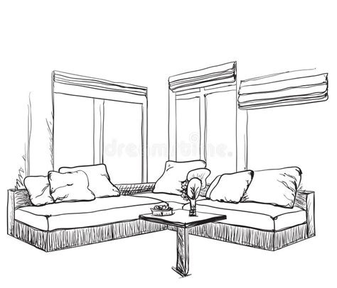 Modern Living Room Sketch Stock Illustration Illustration Of City