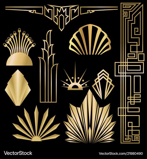 Art Decoart Nuvo Diy Golden Black Elegant Set Vector Image