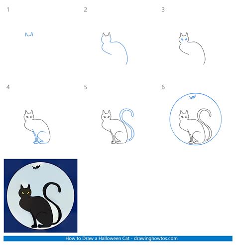 How To Draw A Halloween Black Cat Step By Step Easy Drawing Guides