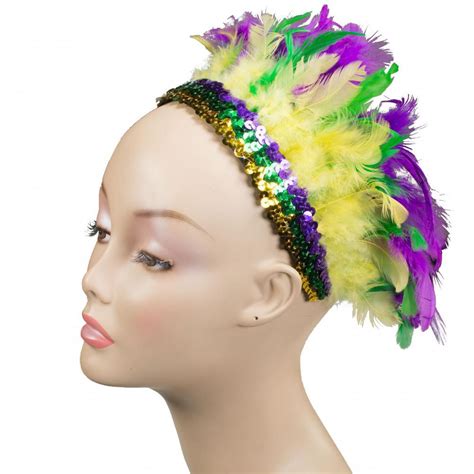 China Customized Mardi Gras Sequin Feather Headpiece Manufacturers