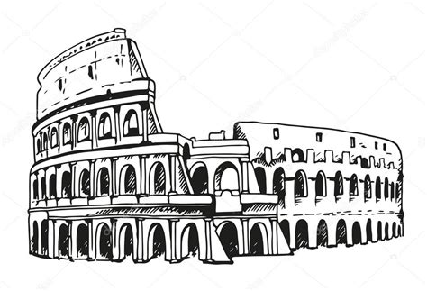 El coliseo de roma, llamado en la antigüedad anfiteatro flavio, es el monumento más impresionante de roma. Dessin du Colisée, illustration du Colisée à Rome, Italie — Image vectorielle fandorina © #96742630