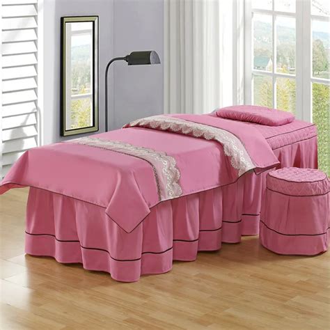 Lace Trim Duvet Cover For Massage Solid Beauty Bed Skirt 70190cm