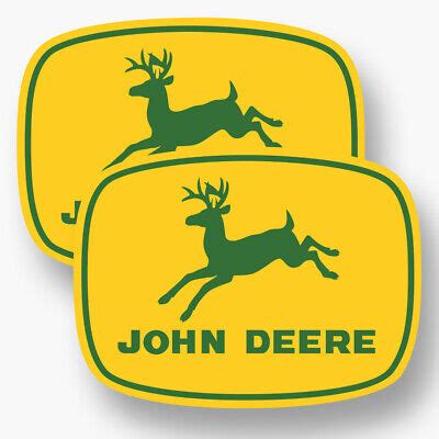 2x JOHN DEERE Premium Logo Vinyl Decal Sticker Tractor Deer Car Truck
