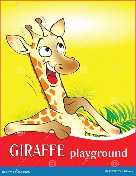 Rolig Tecknad Film Som Ler Den Gladlynta Giraffet Vektor Illustrationer