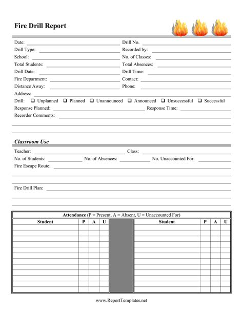 Fire Drill Report Template Fill Out Sign Online And Download Pdf