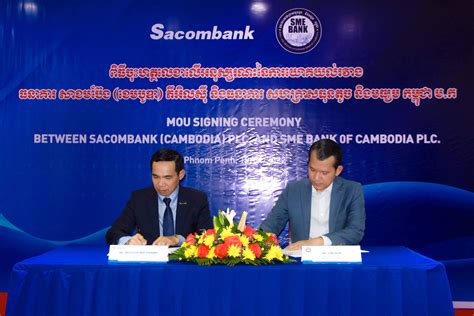 The Mou Signing Ceremony Between Sacombank Cambodia And Sme Bank