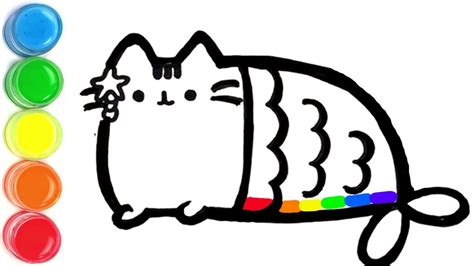 Glitter Pusheen Mermaid Coloring And Drawing Youtube