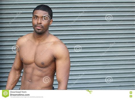 Sensual Fashion Portrait Of A Fit Nude African Male Model Posing