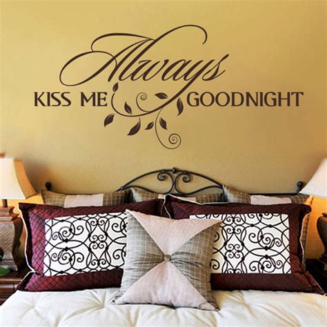 Always Kiss Me Goodnight Bedroom Vinyl Wall Decal Romantic Art Quote Headboard Sticker 559cm X