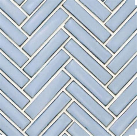 Nc230675 Light Blue Finger Herringbone Porcelain Mosaic