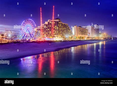 Daytona Beach Florida Usa Beachfront Skyline At Night Stock Photo Alamy