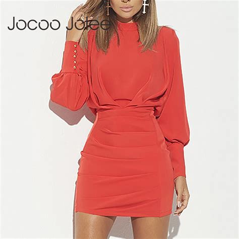 Jocoo Jolee Sexy Backless Bodycon Dress 2021 Office Lady Long Sleeve