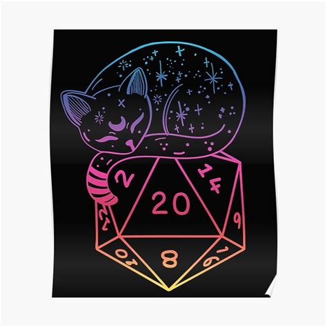 D20 Cat Rainbow Dnd Dice Poster For Sale By Dungeonatelier Redbubble