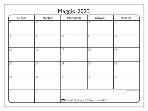 Calendario Maggio 2023 Da Stampare 504LD Michel Zbinden CH 52200 Hot