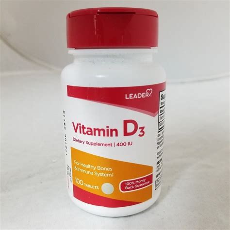 Leader Vitamin D3 400 Iu Tablets 100ct