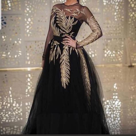 Embroidery Appliqué Black Prom Dresses 2020 Long Sleeve