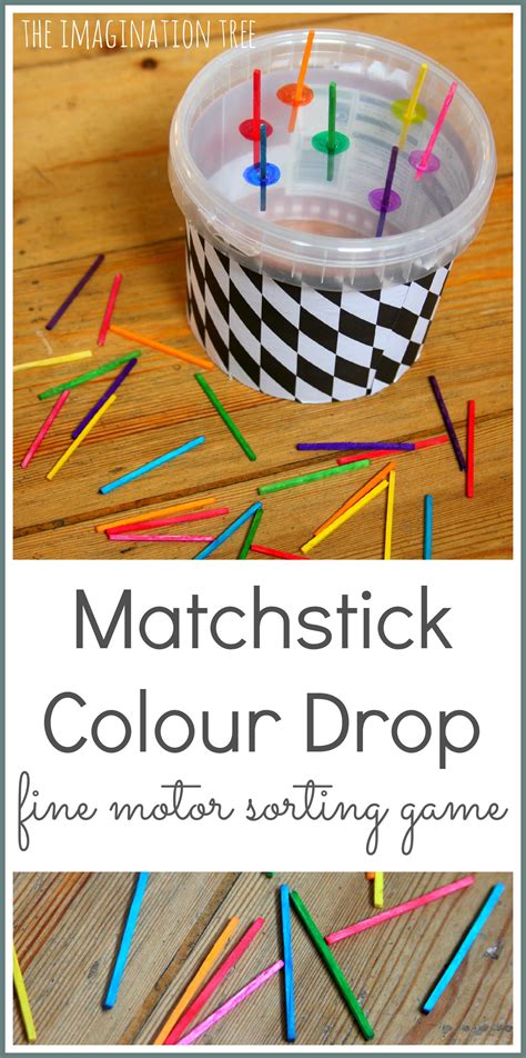 Here's a collection of 20 simple, fun and playful colour themed activities for preschoolers to enjoy! Matchstick Colour Sorting Fine Motor Toy | Motor skills ...