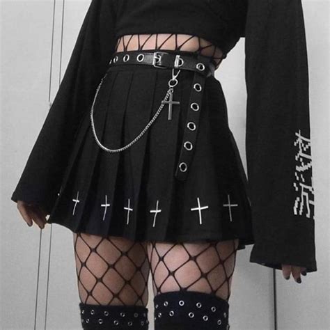 Gothic Black Pleated Skirt Women Goth Clothing Tumblr Grunge Etsy