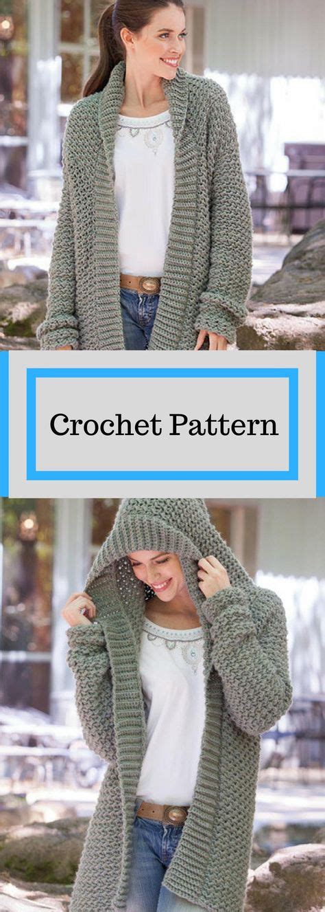 Weekend Casual Hooded Sweater Crochet Pattern Snuggle In The Textured Fabric Of This Casual