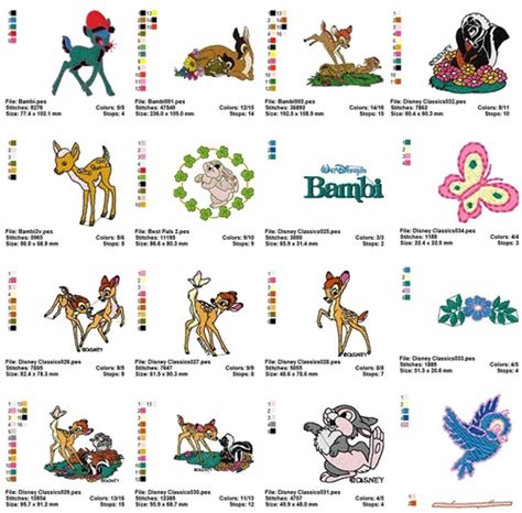 Bambi Disney Cartoon Embroidery Machine Designs Patterns