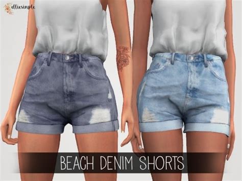 The Sims 4 Elliesimple Beach Denim Shorts Sims 4 Clothing Sims 4