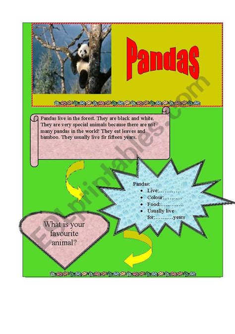 English Worksheets Reading Pandas