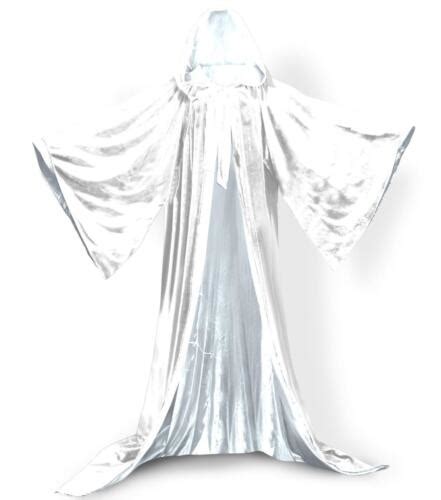 White Velvet Wizard Robe With Satin Lined Hood And Sleeves Ebay