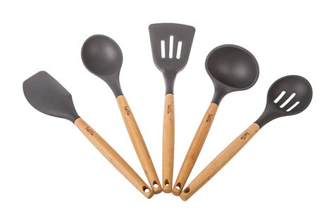 silicone kitchen utensil bamboo eco friendly gray portofino pc