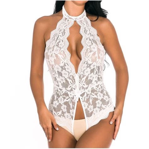 Oavqhlg3b Halter Hollow Sexy Lingerie For Women Naughty For Sex Play Crotchless Lace Gauze