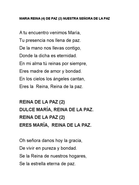 Himno Maria Reina De La Paz