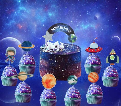 Buy 27 Pcs Jevenis Solar System Birthday Cake Topper Galaxy Astronaut