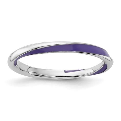 Sterling Silver Twisted Purple Enameled 25mm Stackable Ring Qsk563