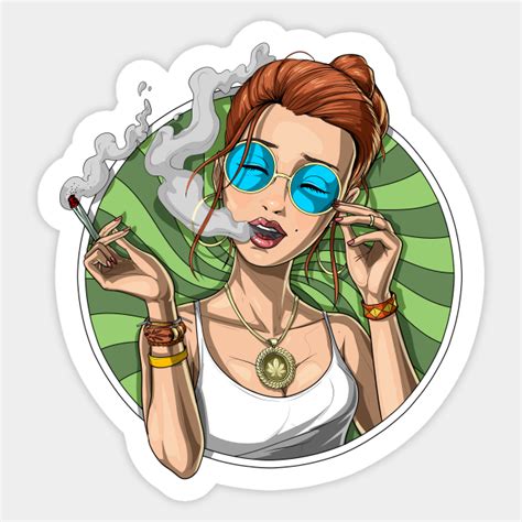 Stoner Girl Smoking Weed Stoner Girl Weed Sticker Teepublic