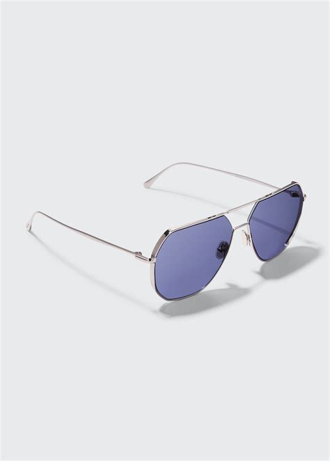 Tom Ford Men S Metal Aviator Sunglasses In 14v Grey Blue Modesens