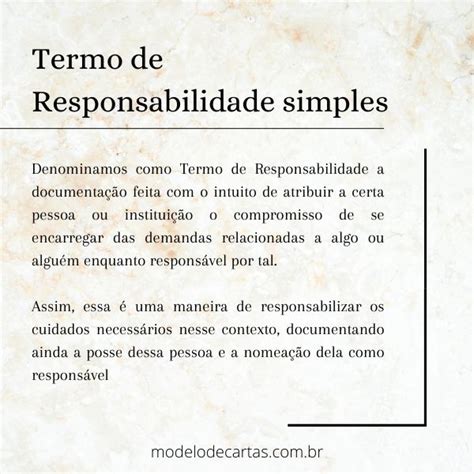 Exemplo De Termo De Responsabilidade Simples