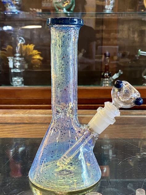 Hookahs 8 Iridescent Sparkling Glass Beaker Bong Collectibles