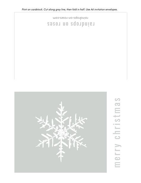 Printable Snowflake Christmas Card In Seven Colors