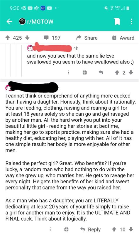 Mgtowcel Writes Bout Having A Daughter In An Extremely Creepy And Gross