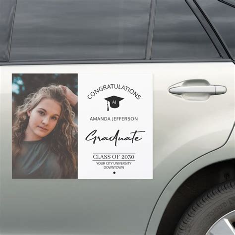 Graduation Congrats Name Elegant Photo Graduate Ca Car Magnet Zazzle