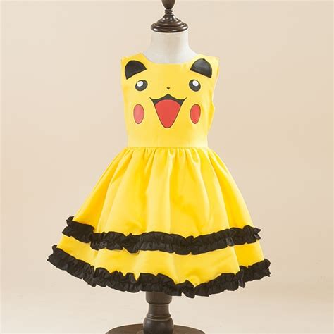 Girls Pikachu Costume Cute Ball Gown Dress Kids Child