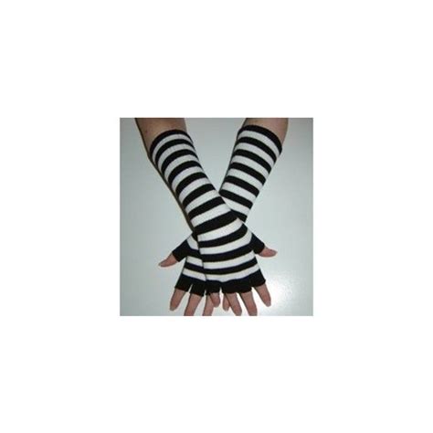 white and black striped fingerless gloves rave clothing accessories 5 44 cad liked on