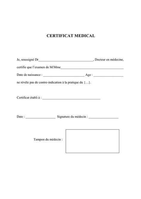 Exemple De Certificat Medical Doc Pdf Page 1 Sur 1
