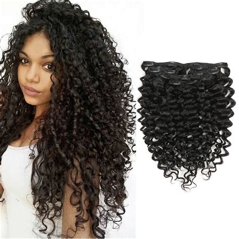 Clip In Human Hair Extensions Afro Jerry Curly 3b 3c Real Hair Clip In