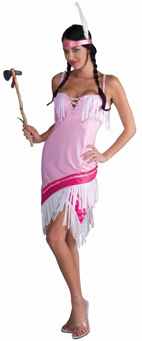 Womens Sexy Native American Indian Costume Pink Western Rose Fancy Dress Adult Ebay