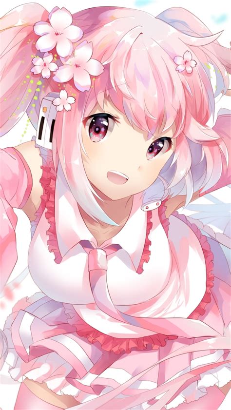 Wallpaper Pink Hair Hatsune Miku Vocaloid Sakura Miku Twintails