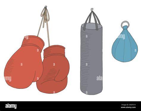 Boxing Gloves Punching Bag Graphic Color Sketch Isolated Illustration